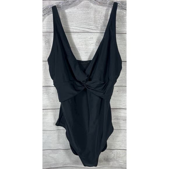 Old Navy Other - Old Navy Black One Piece Swimsuit Women's Large Twist Front V-Neck